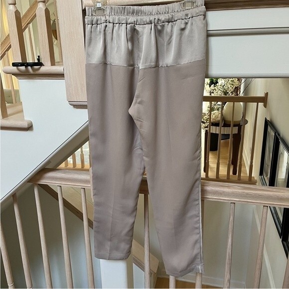 Parker Satin Drawstring Joggers in Taupe Beige XS - Picture 9 of 13